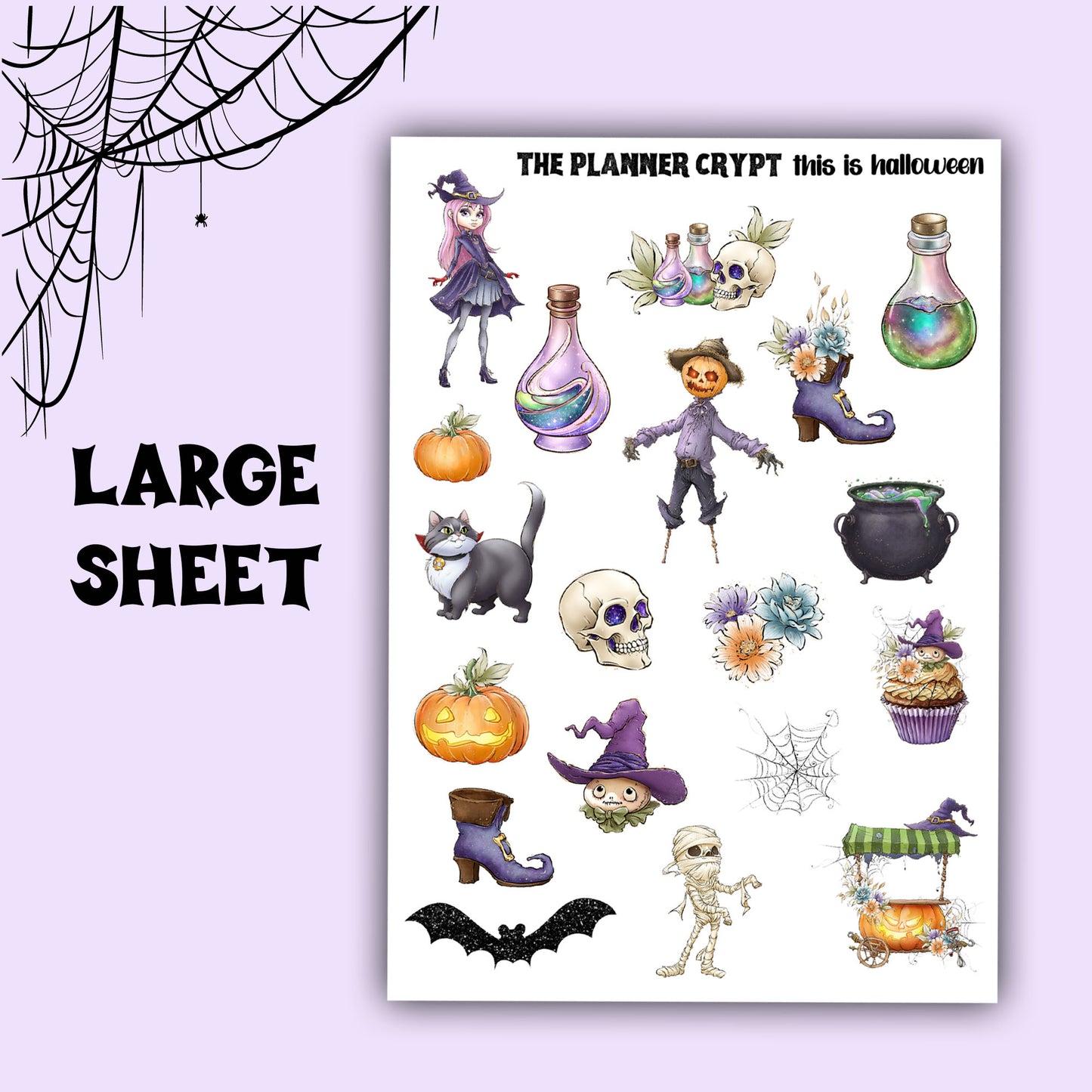 planner stickers, spooky stickers, goth stickers, deco stickers, vertical planner, journal, halloween stickers, scrapbook stickers