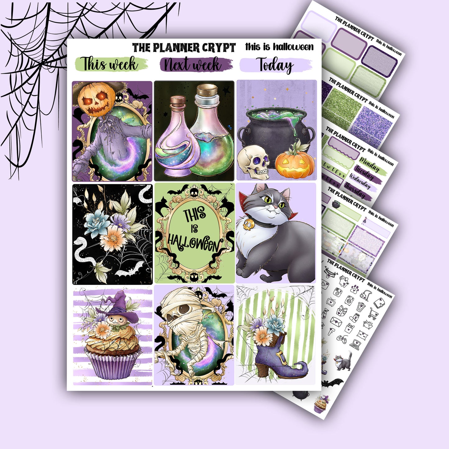 weekly planner, sticker kit, planner stickers, halloween stickers, pretty stickers, vertical planner, spooky stickers, autumn sticker kit