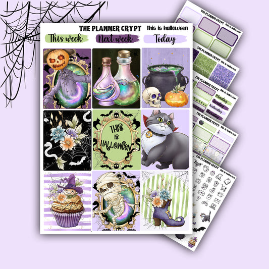 weekly planner, sticker kit, planner stickers, halloween stickers, pretty stickers, vertical planner, spooky stickers, autumn sticker kit