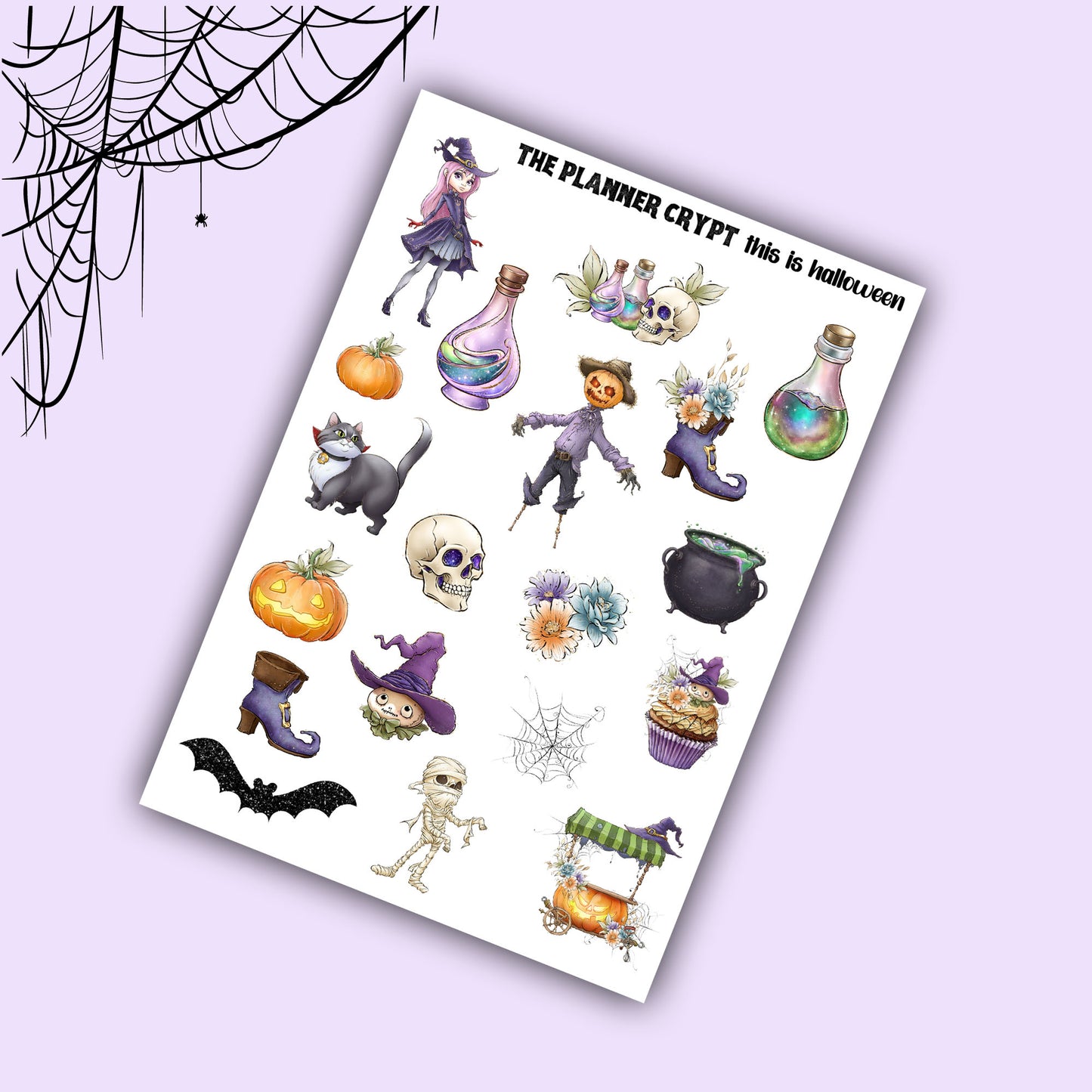 planner stickers, spooky stickers, goth stickers, deco stickers, vertical planner, journal, halloween stickers, scrapbook stickers