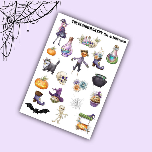 planner stickers, spooky stickers, goth stickers, deco stickers, vertical planner, journal, halloween stickers, scrapbook stickers
