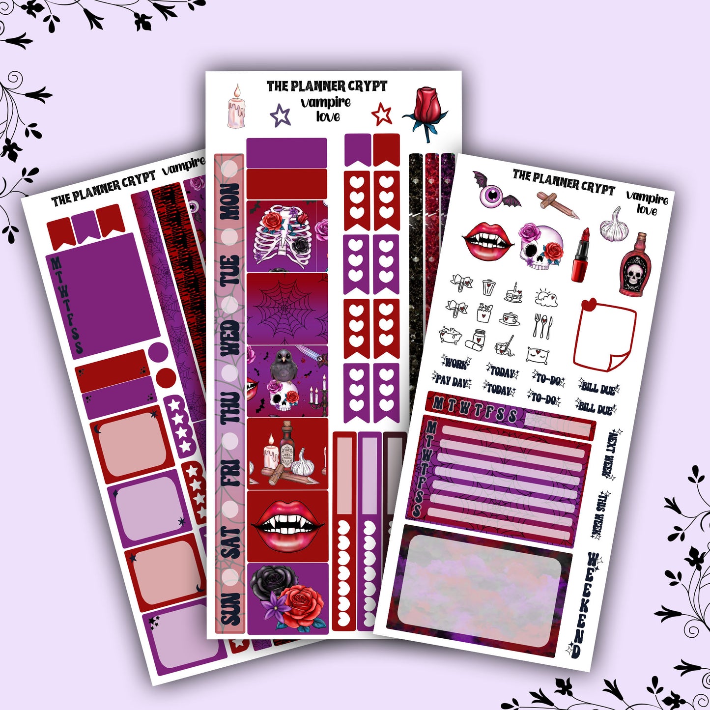 Hobonichi weeks, sticker kit, hobonichi planner, vampire stickers, planner stickers, gothic planning