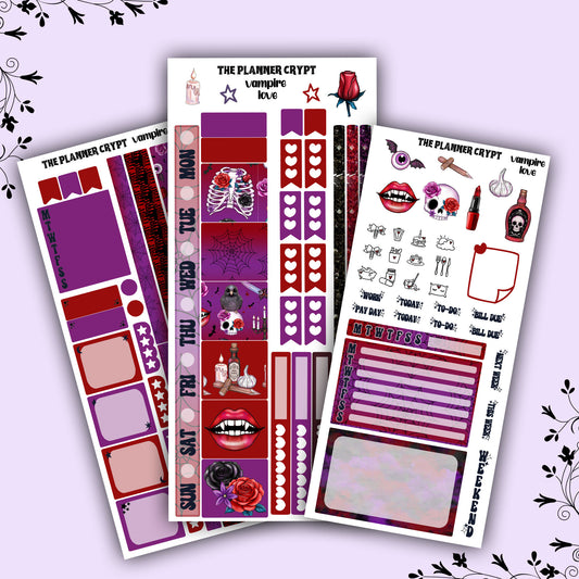 Hobonichi weeks, sticker kit, hobonichi planner, vampire stickers, planner stickers, gothic planning