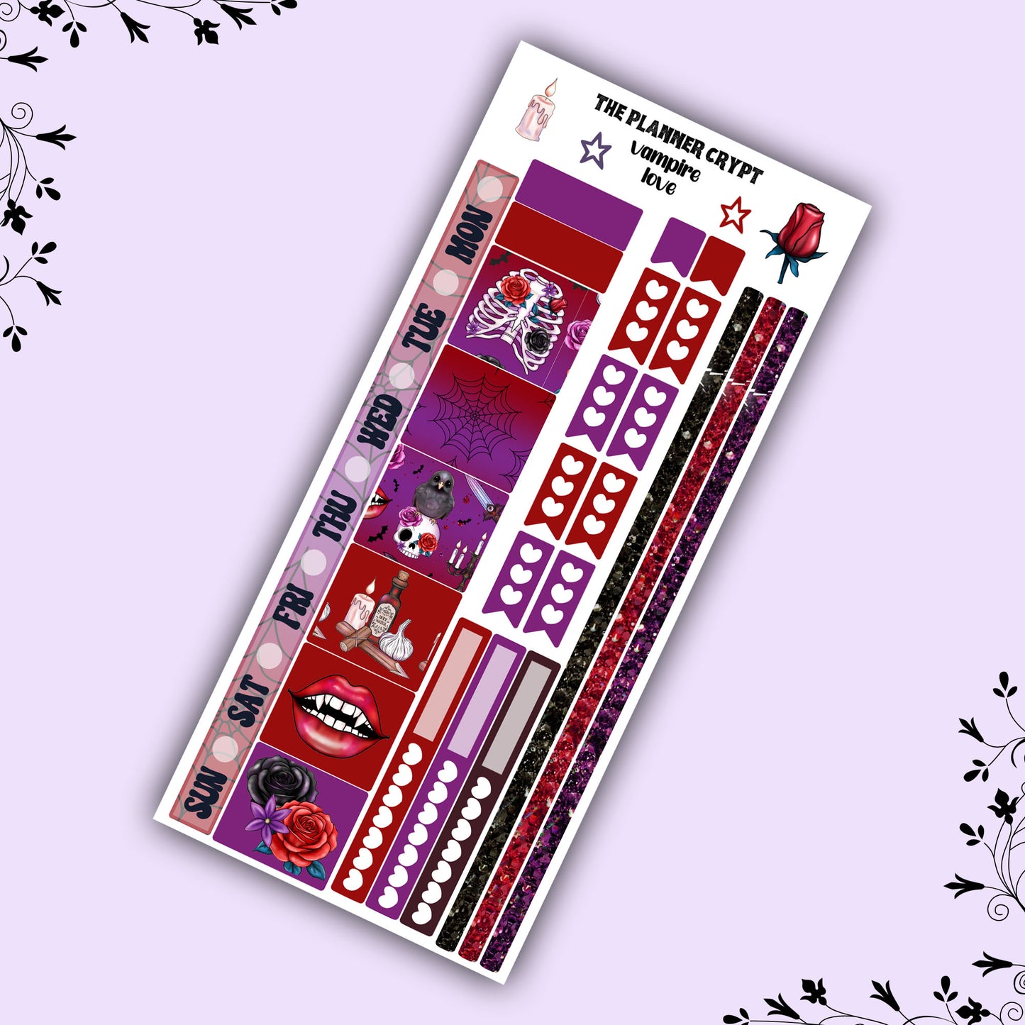 Hobonichi weeks, sticker kit, hobonichi planner, vampire stickers, planner stickers, gothic planning