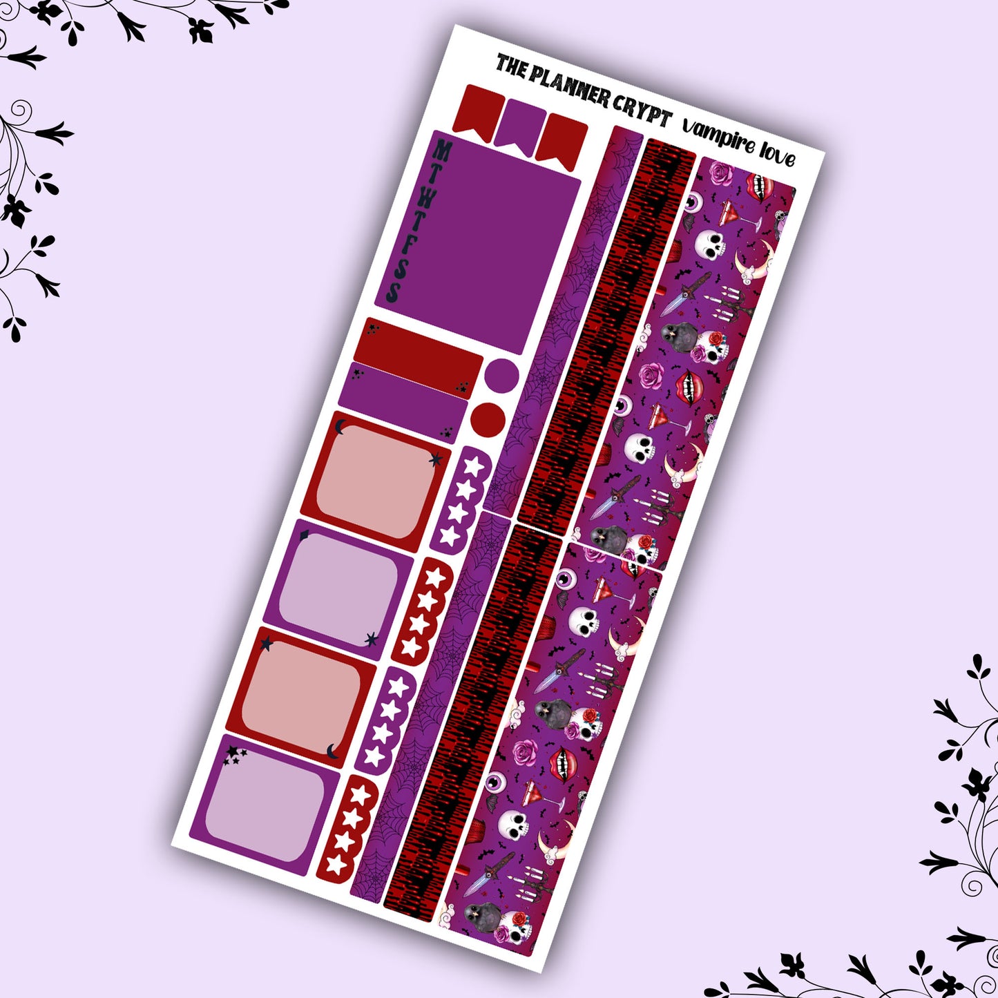 Hobonichi weeks, sticker kit, hobonichi planner, vampire stickers, planner stickers, gothic planning