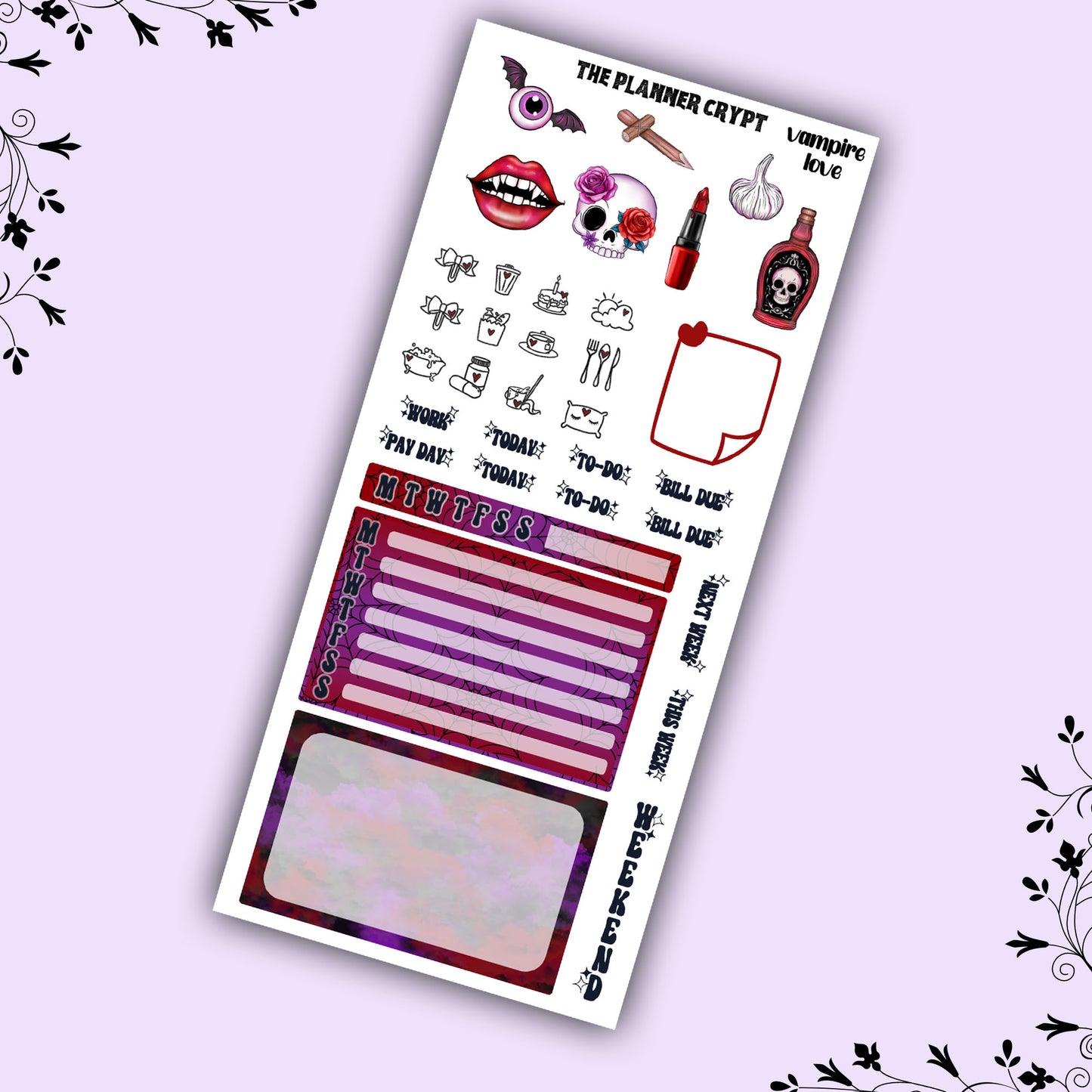 Hobonichi weeks, sticker kit, hobonichi planner, vampire stickers, planner stickers, gothic planning