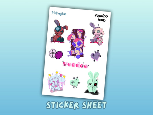kawaii goth sticker sheet, planner stickers, cute and spooky stickers, Halloween stickers, stickers for Halloween, pastel goth stickers
