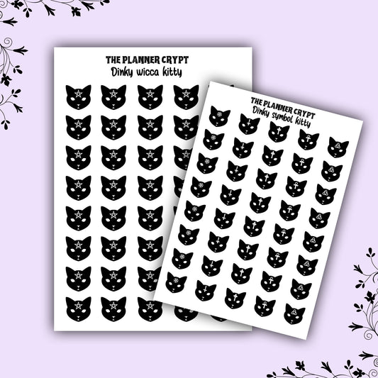 cat stickers, planner stickers, wicca stickers, witchcraft, small stickers, black cat gift, labels, goth planner