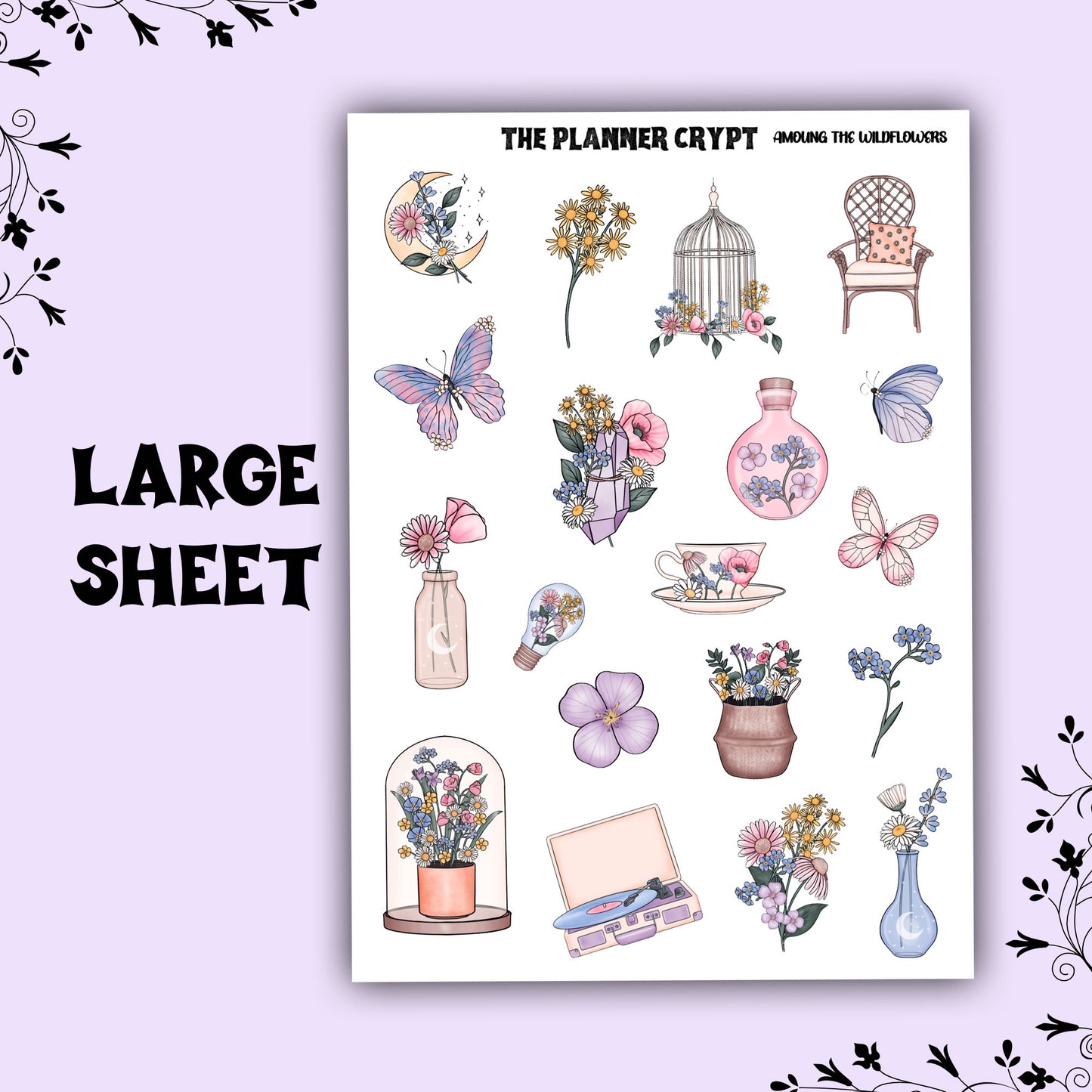 Wildflower sticker sheet, witchy stickers, planner stickers