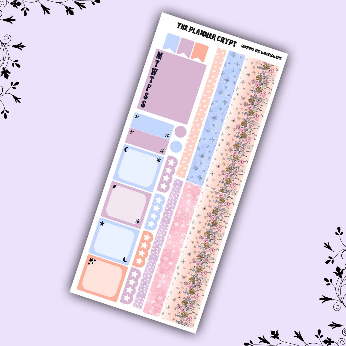 Hobonichi weeks, sticker kit, hobonichi planner, Among the wildflowers