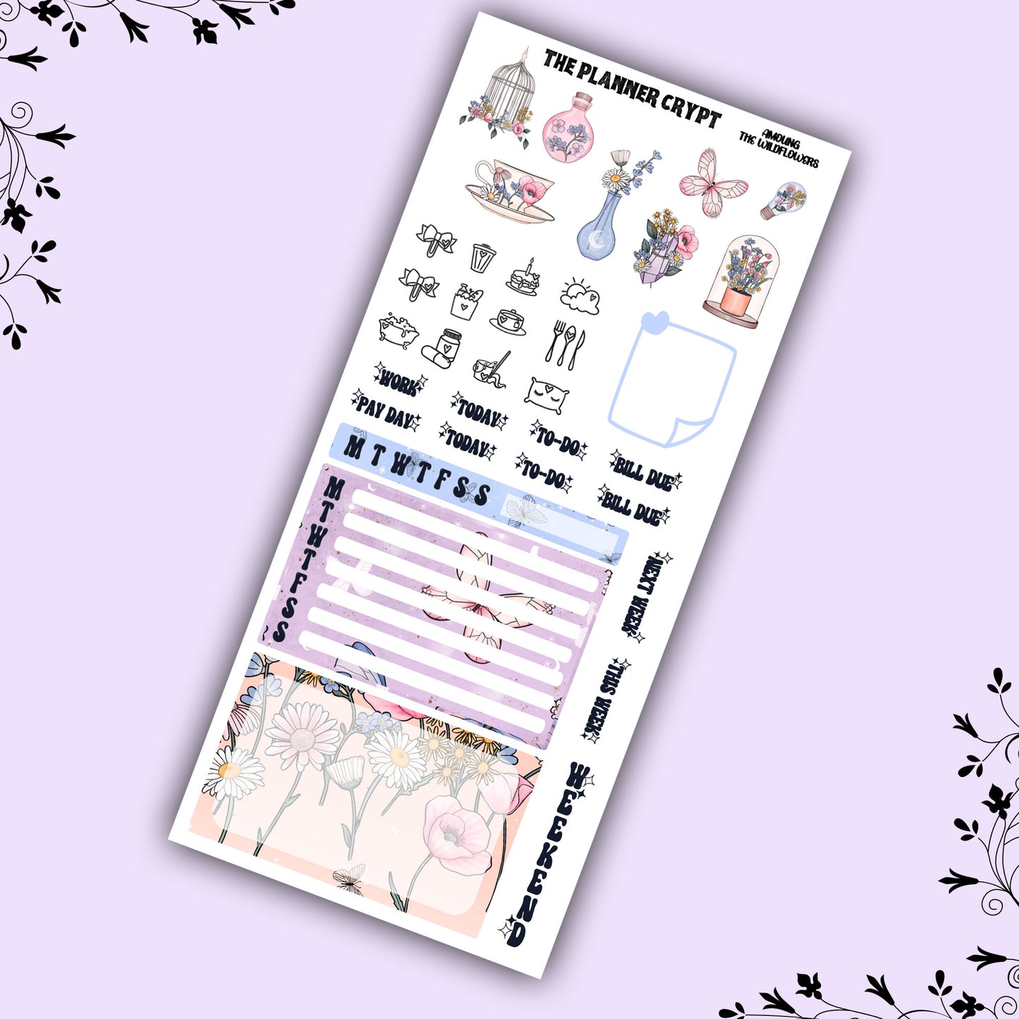 Hobonichi weeks, sticker kit, hobonichi planner, Among the wildflowers