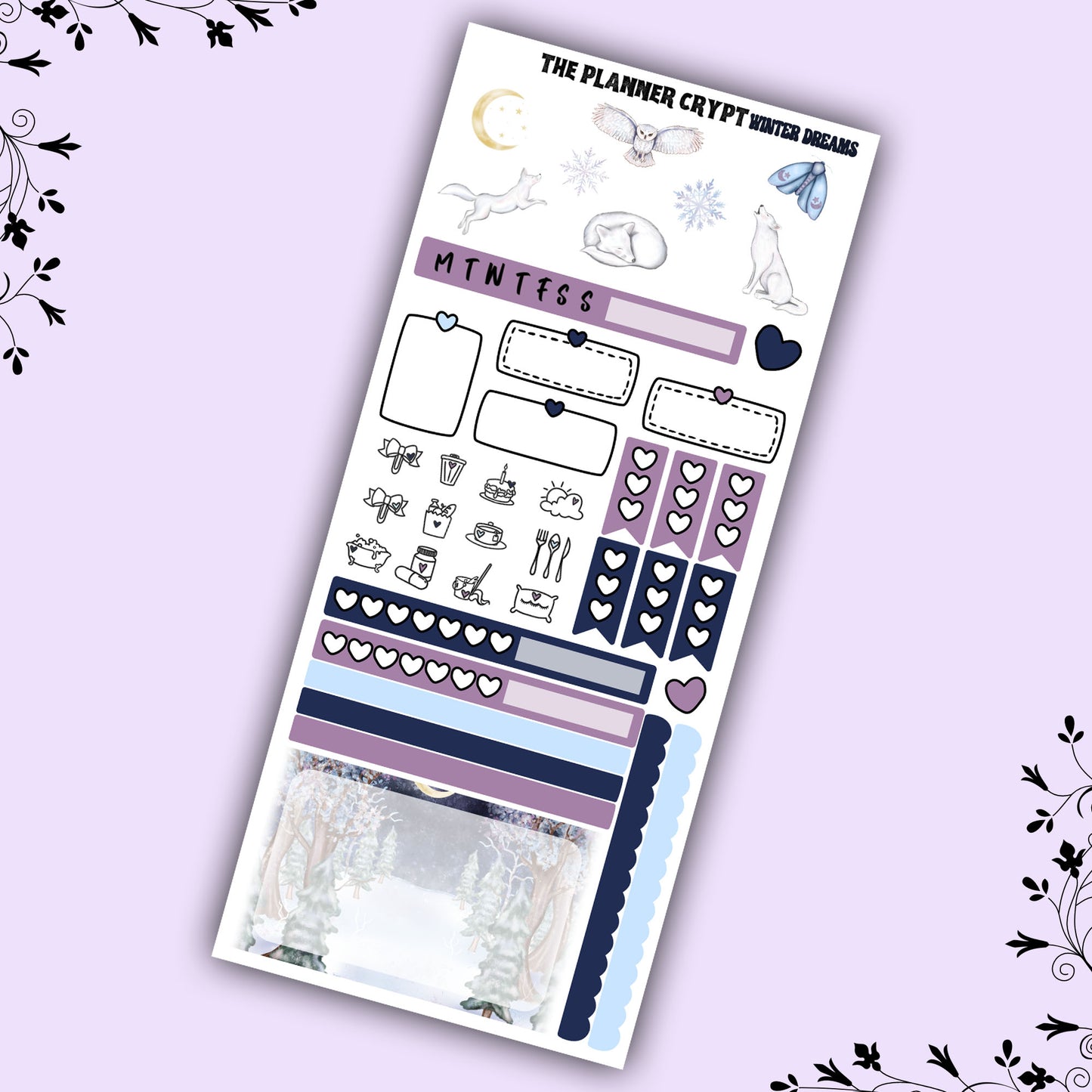 Hobonichi weeks weekly planner sticker kit, winter planner stickers, winter dreams