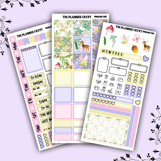 Hobonichi weeks, weekly sticker kit, hobonichi planner, woodland fairy