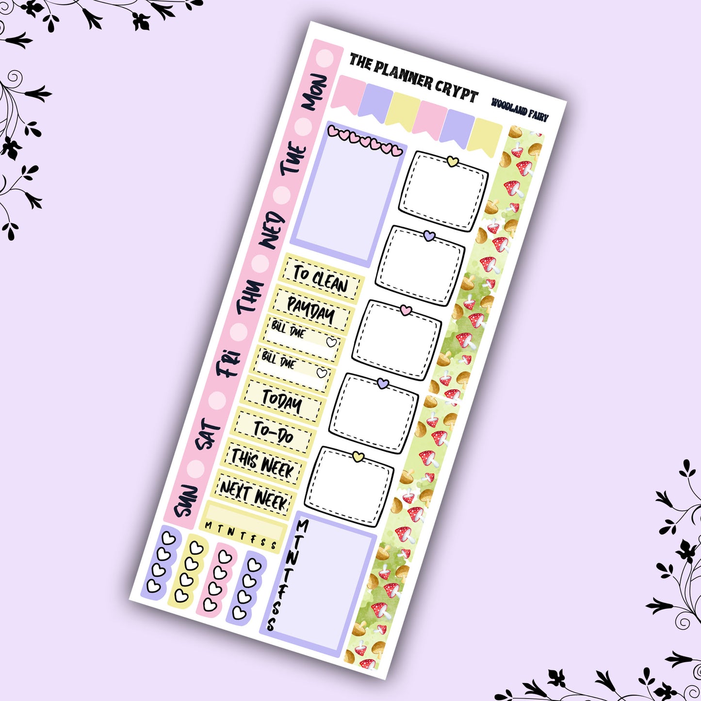 Hobonichi weeks, weekly sticker kit, hobonichi planner, woodland fairy