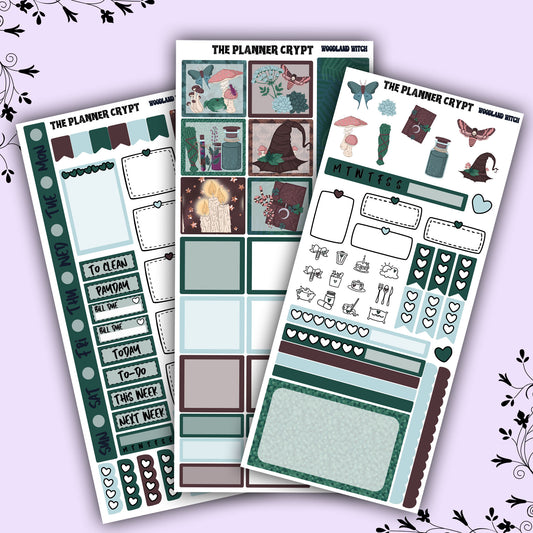 Hobonichi weeks, weekly sticker kit, hobonichi planner, witch planner, woodland witch