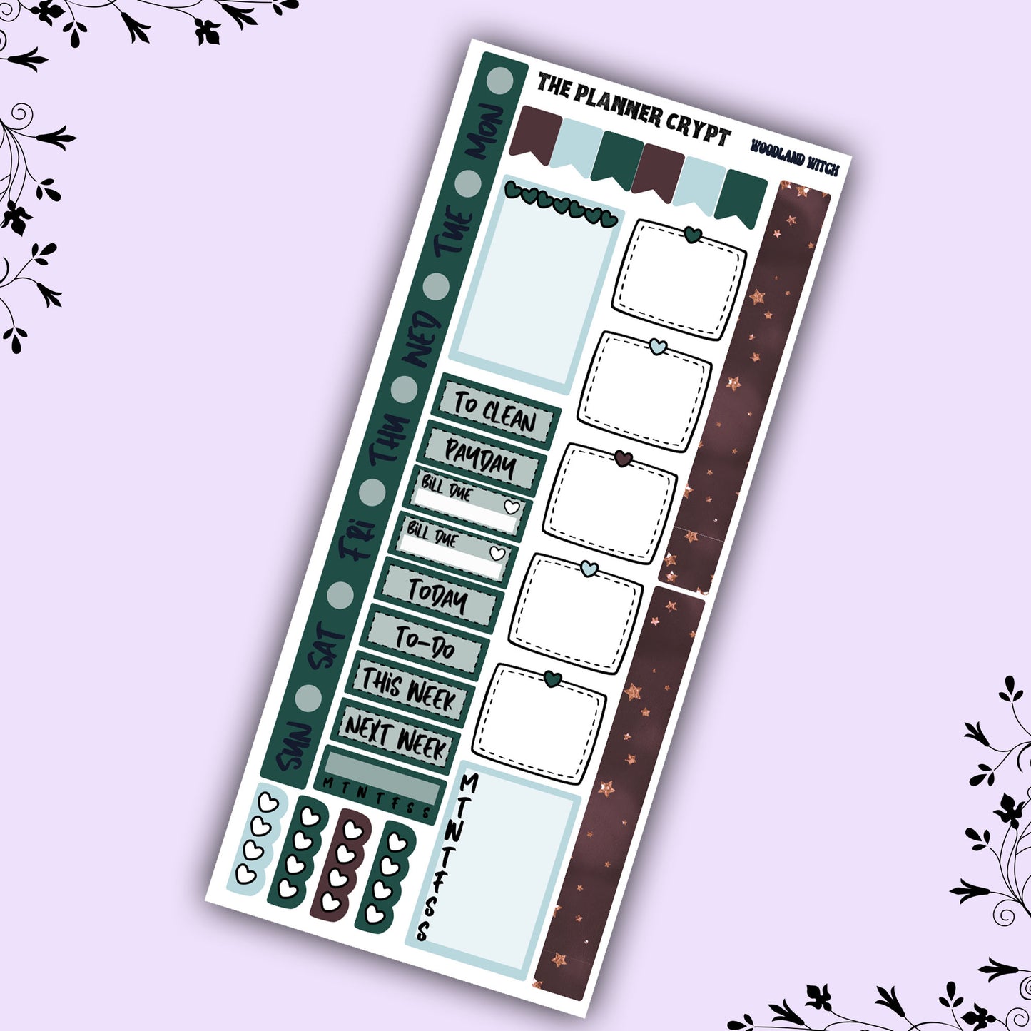 Hobonichi weeks, weekly sticker kit, hobonichi planner, witch planner, woodland witch