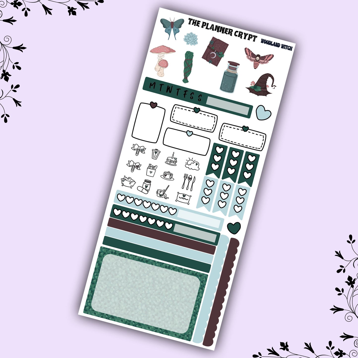 Hobonichi weeks, weekly sticker kit, hobonichi planner, witch planner, woodland witch